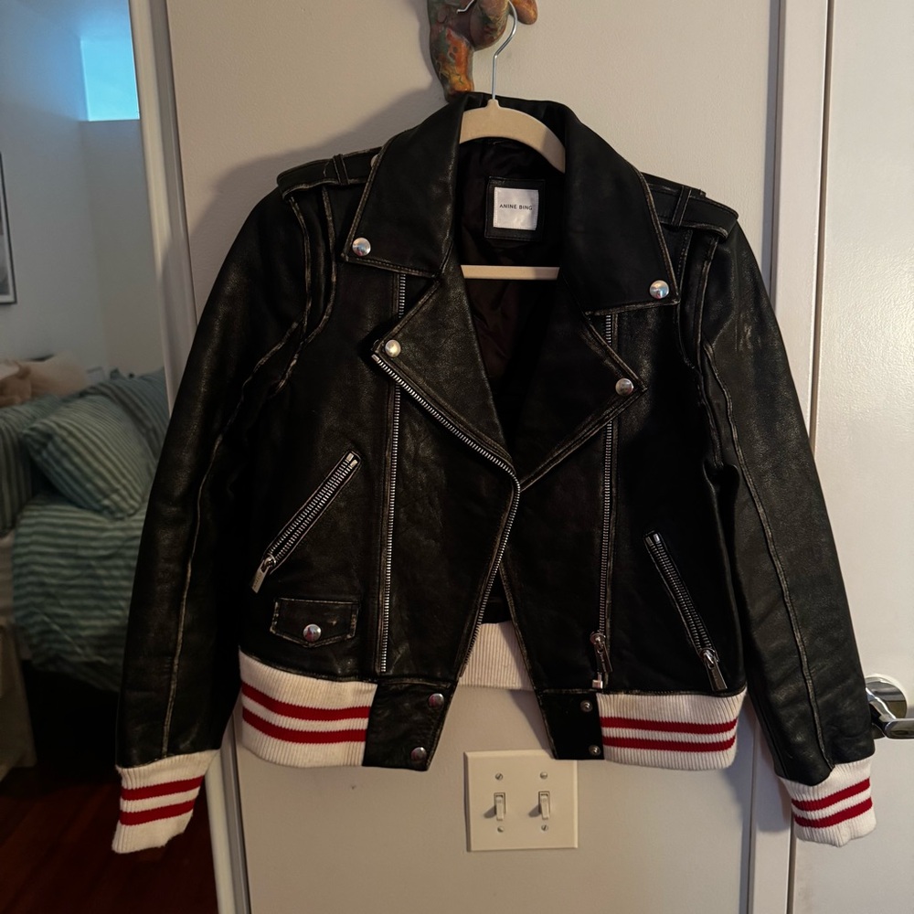 Anine Bing Quinlan Distressed Leather Moto Jacket - Picture 4 of 13